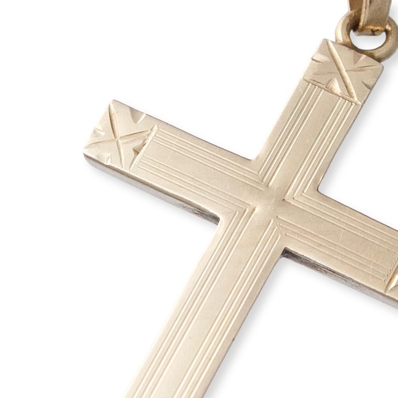 Vintage 10K Gold Cross Necklace Pendant Solid Yellow Gold - Picture 3 of 7